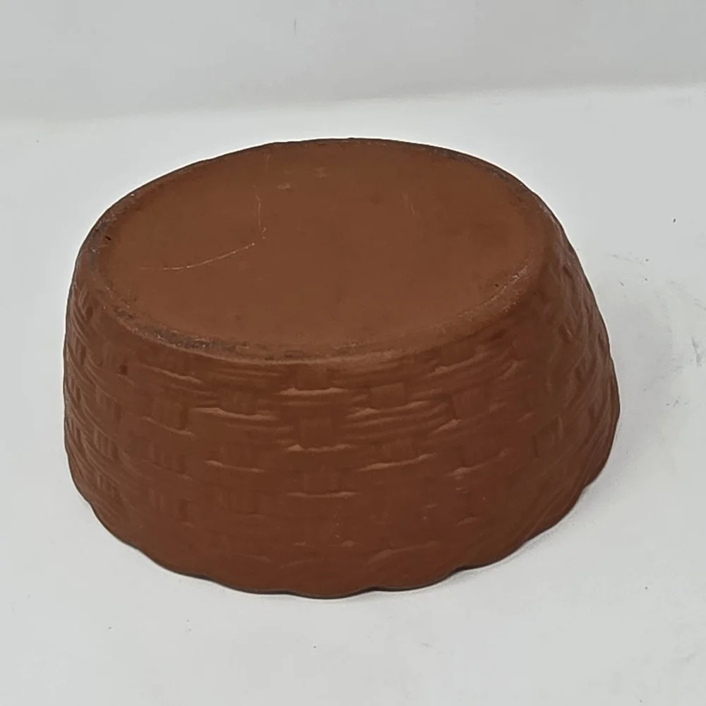 Vtg Terracotta hen on nest basket baker trinket‎ box glazed country cottagecore